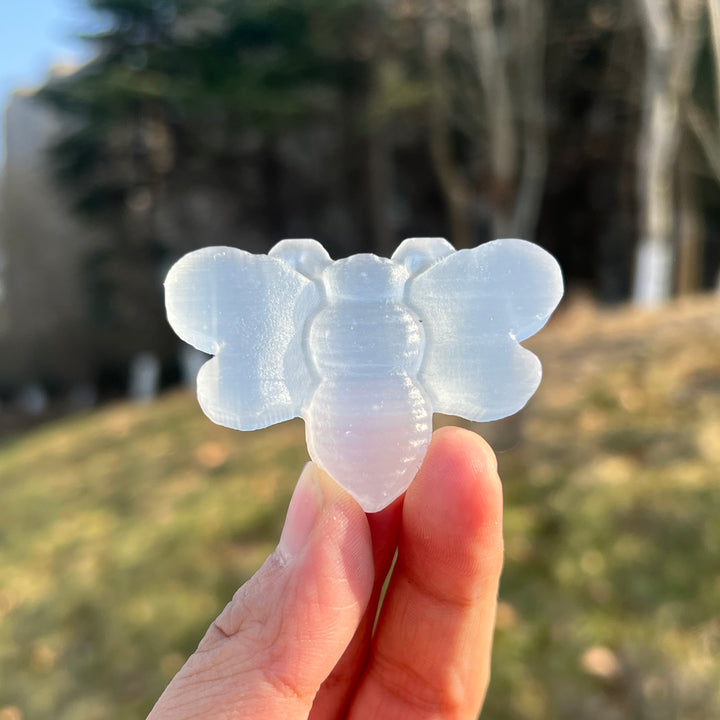 Natural Crystal Carving Selenite Bee