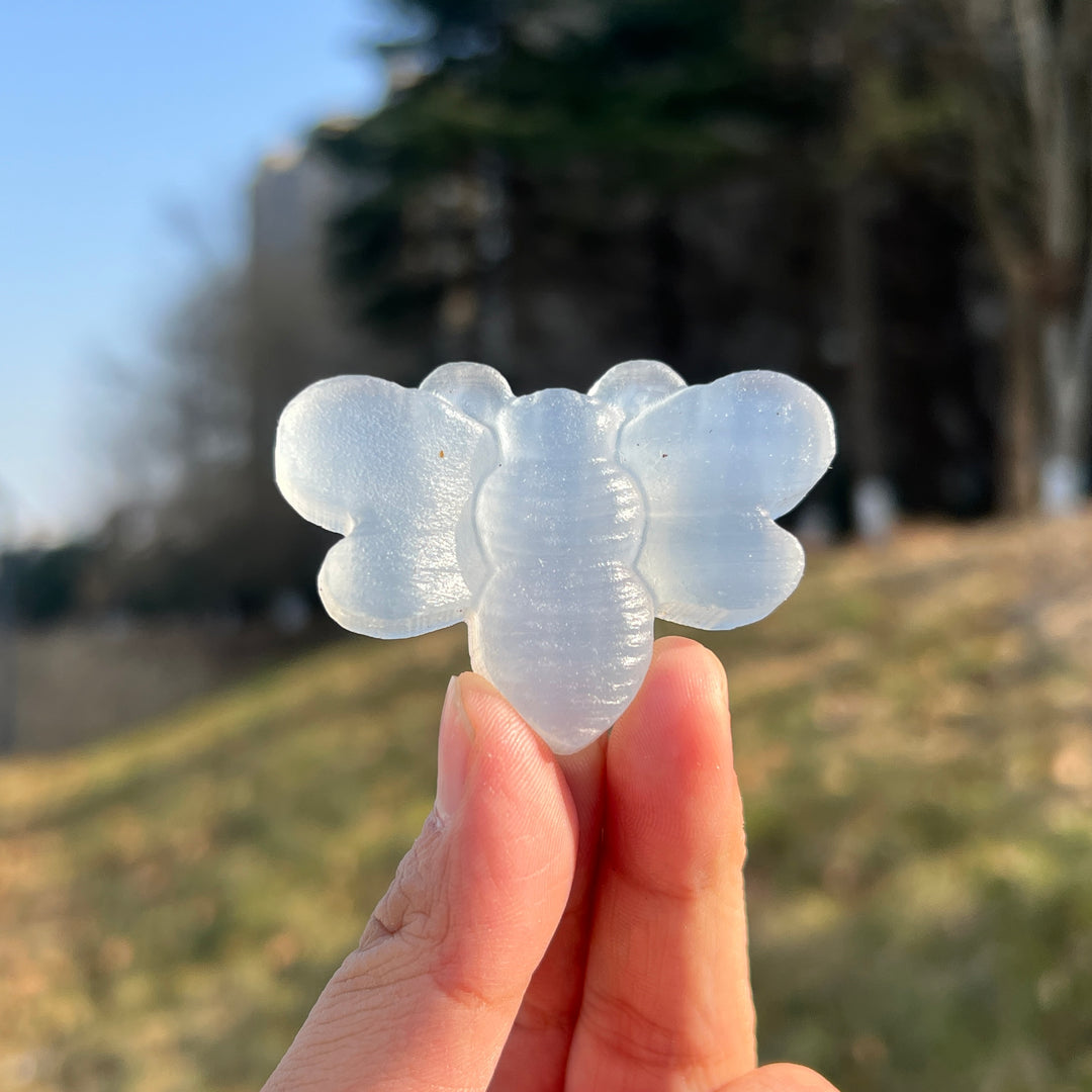 Natural Crystal Carving Selenite Bee