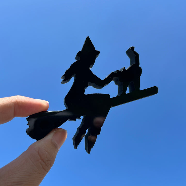 Obsidian Wizard Broom Cat