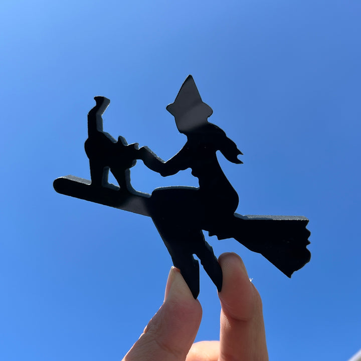 Obsidian Wizard Broom Cat