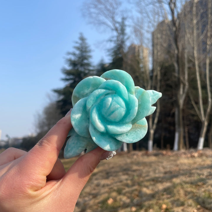 Natural Crystal Carved Hemimorphite Peony