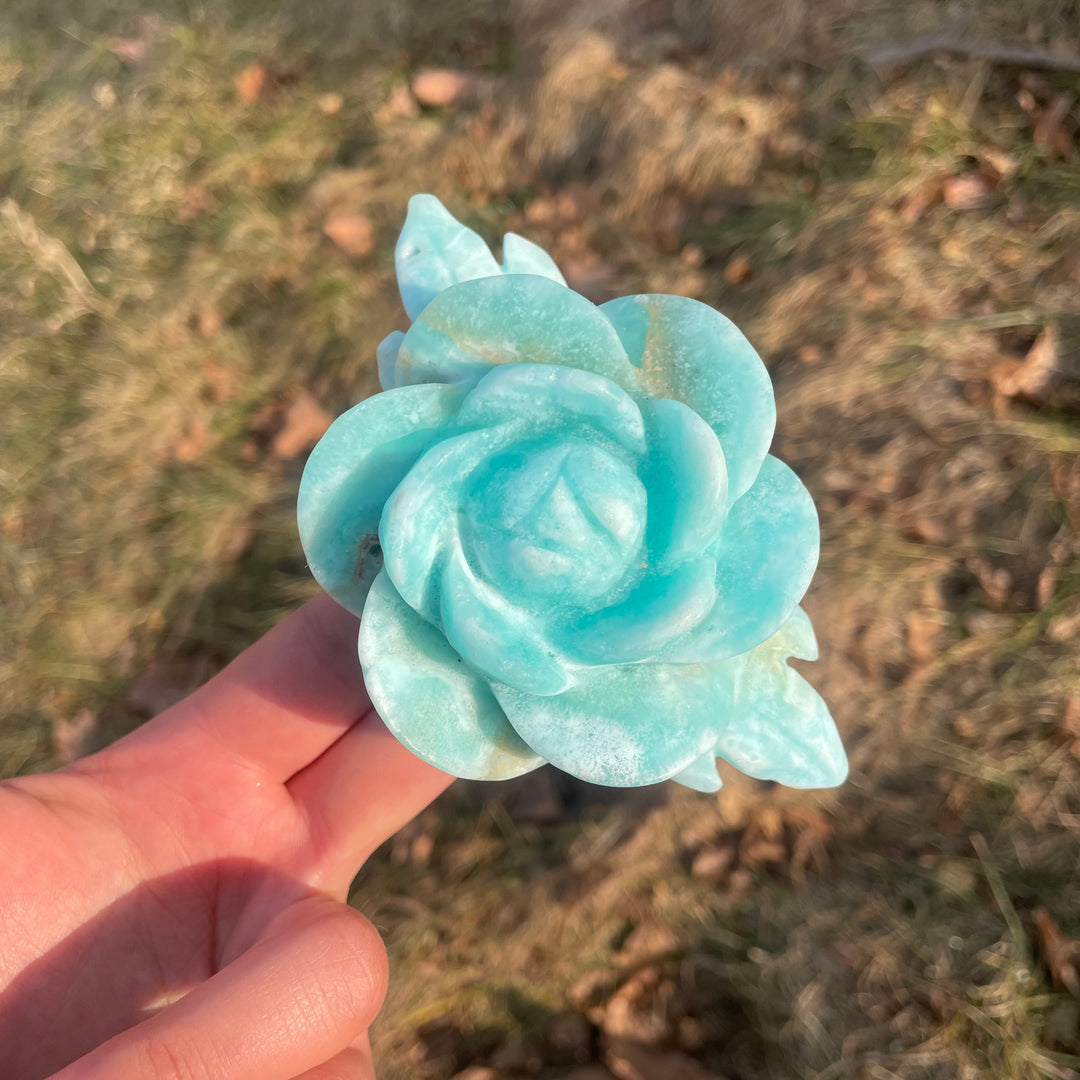 Natural Crystal Carved Hemimorphite Peony