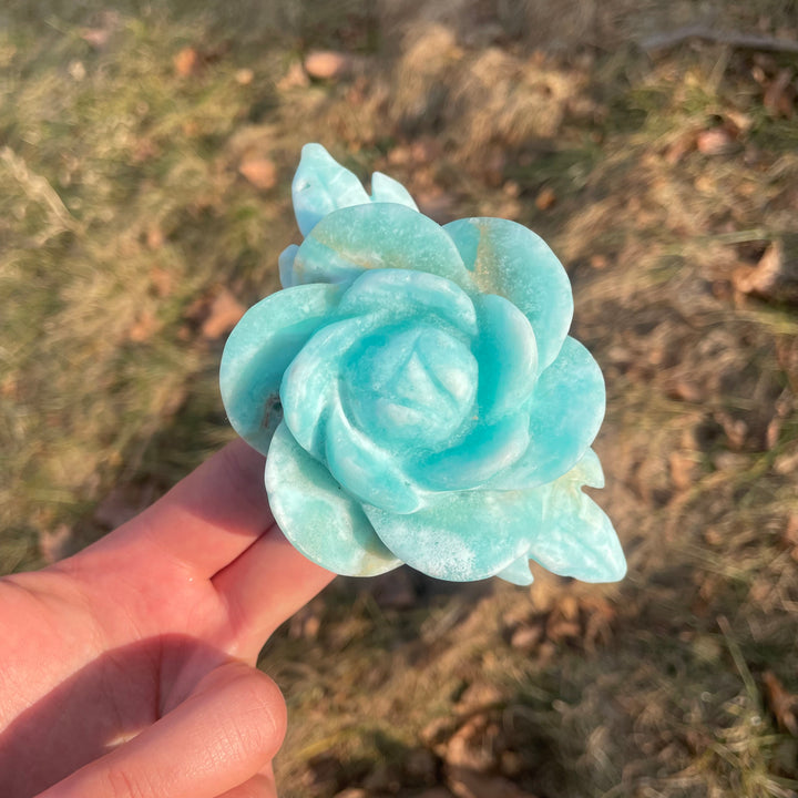 Natural Crystal Carved Hemimorphite Peony