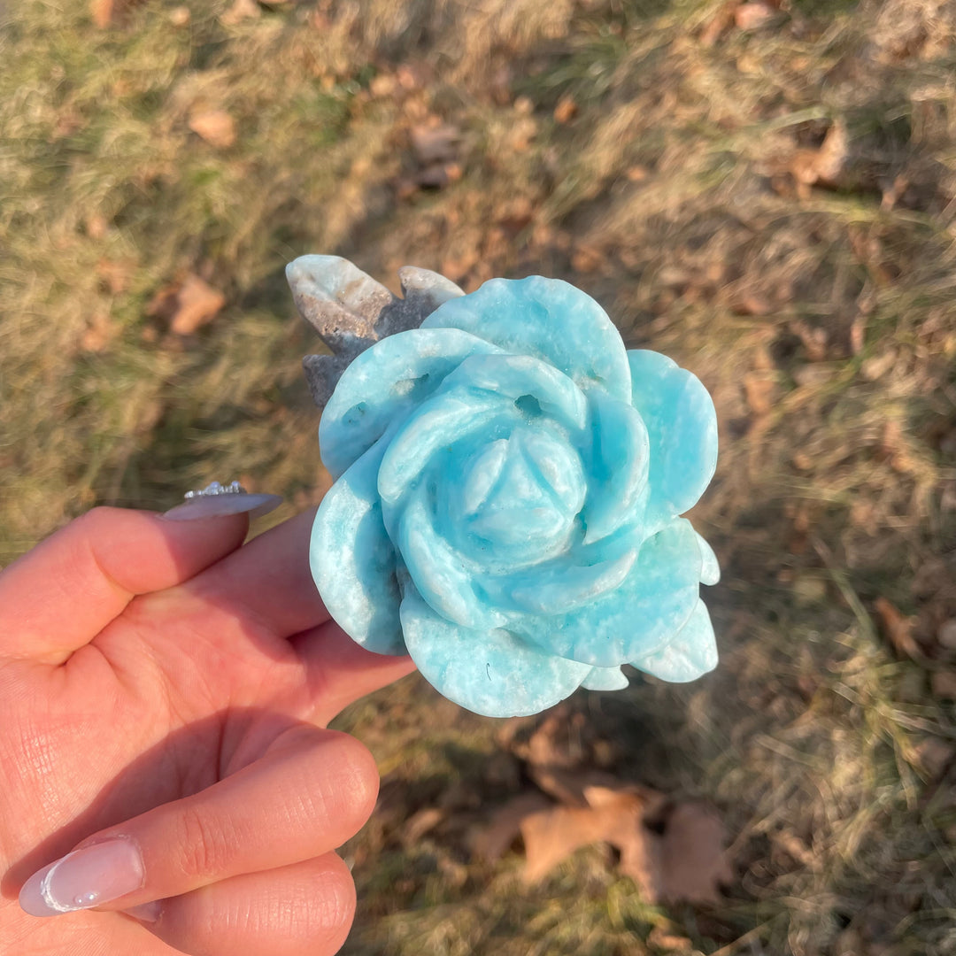 Natural Crystal Carved Hemimorphite Peony