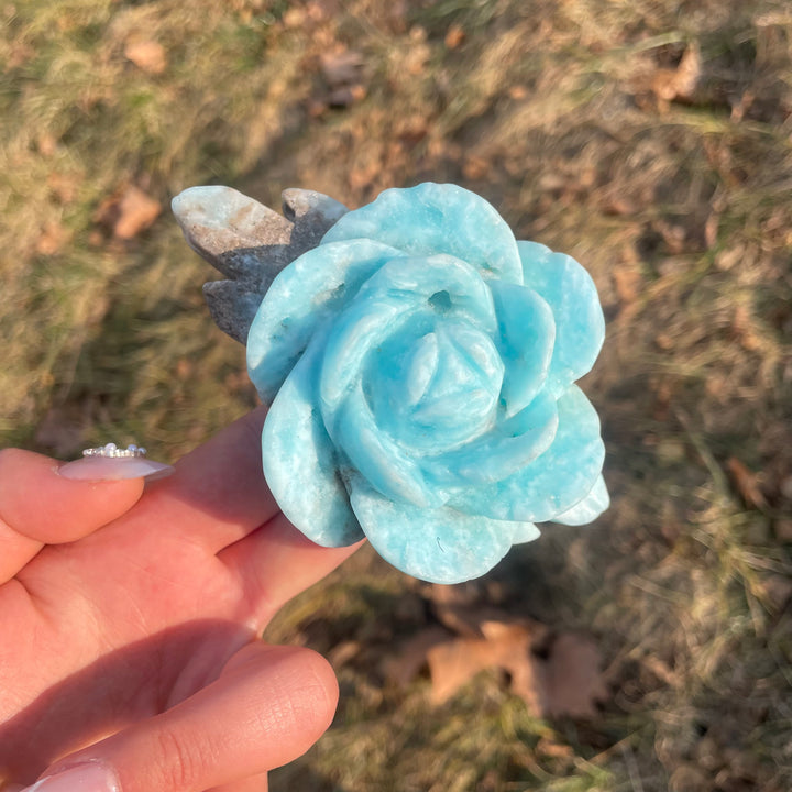 Natural Crystal Carved Hemimorphite Peony