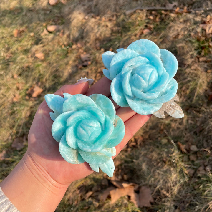 Natural Crystal Carved Hemimorphite Peony