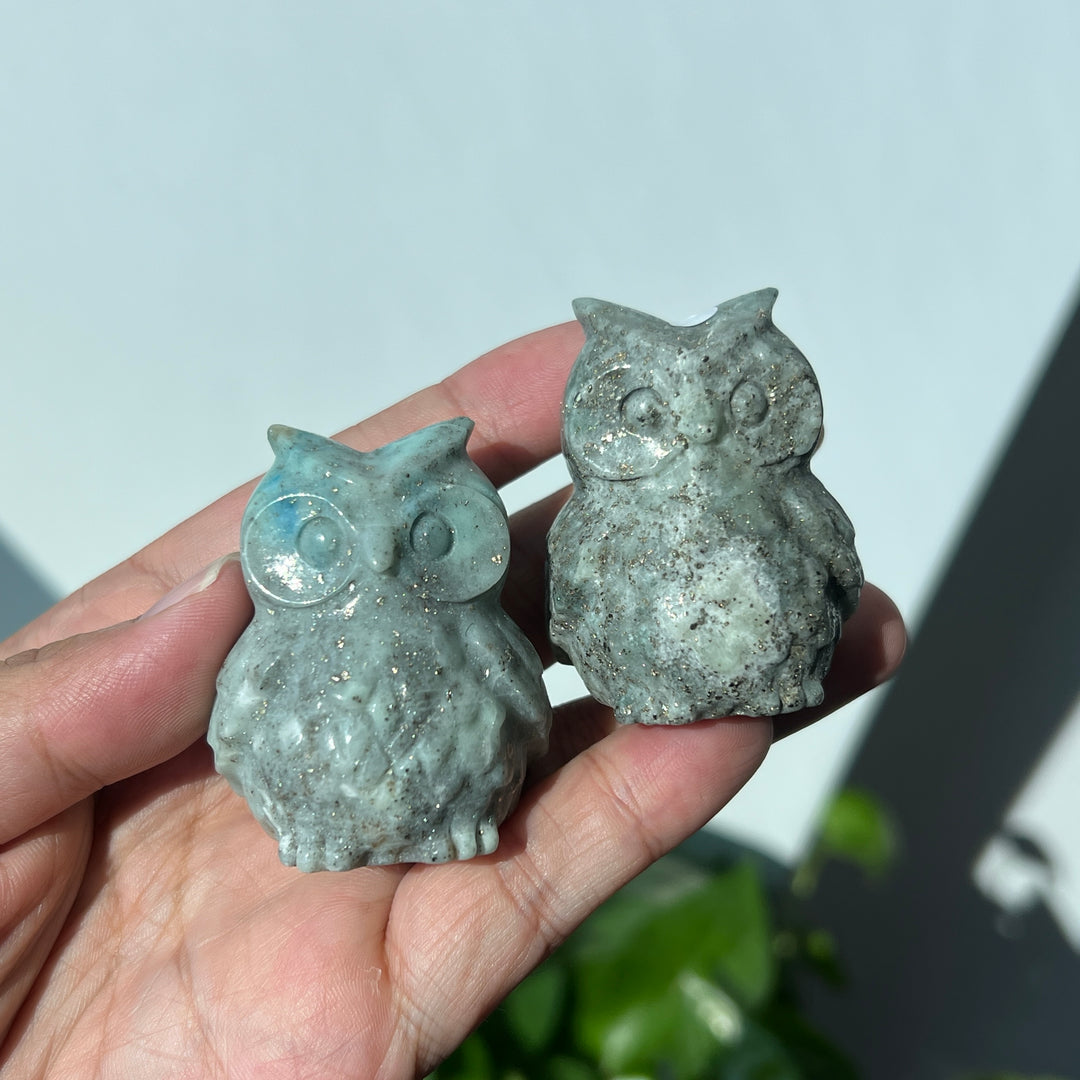 Green Sodalite With Pyrite Owl