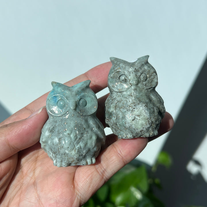 Green Sodalite With Pyrite Owl
