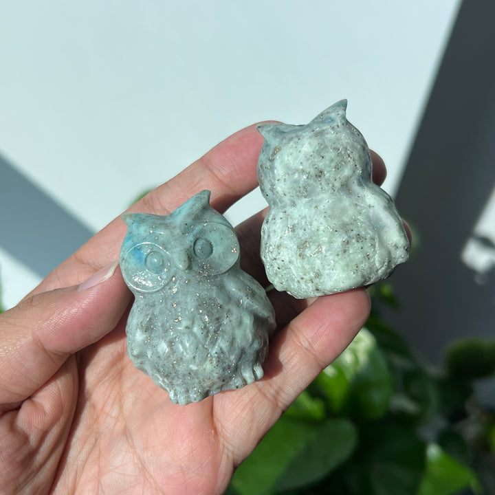 Green Sodalite With Pyrite Owl