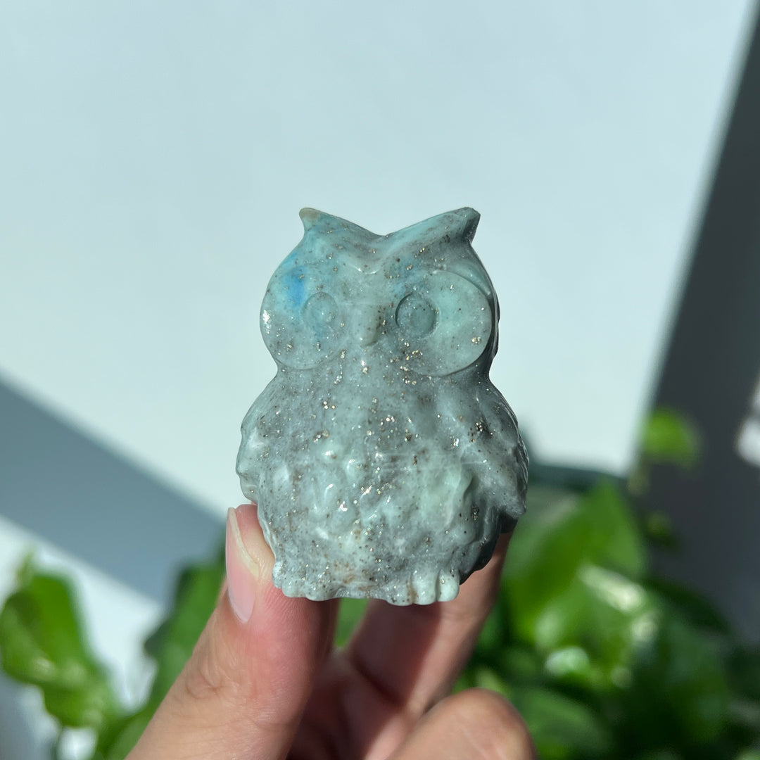Green Sodalite With Pyrite Owl