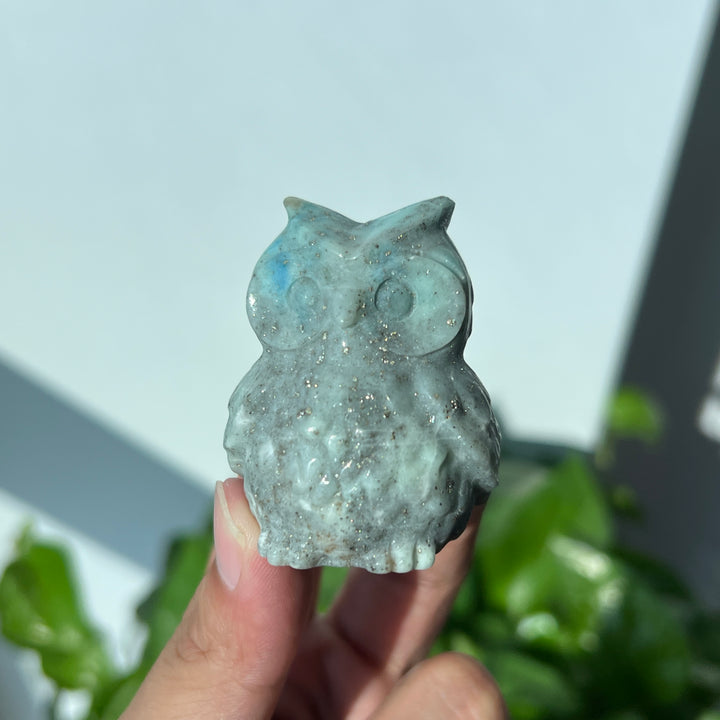 Green Sodalite With Pyrite Owl