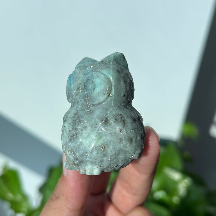 Green Sodalite With Pyrite Owl
