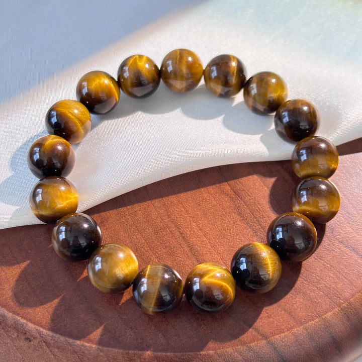 Yellow Tiger Eye Stone Bracelet 12.2-12.4mm