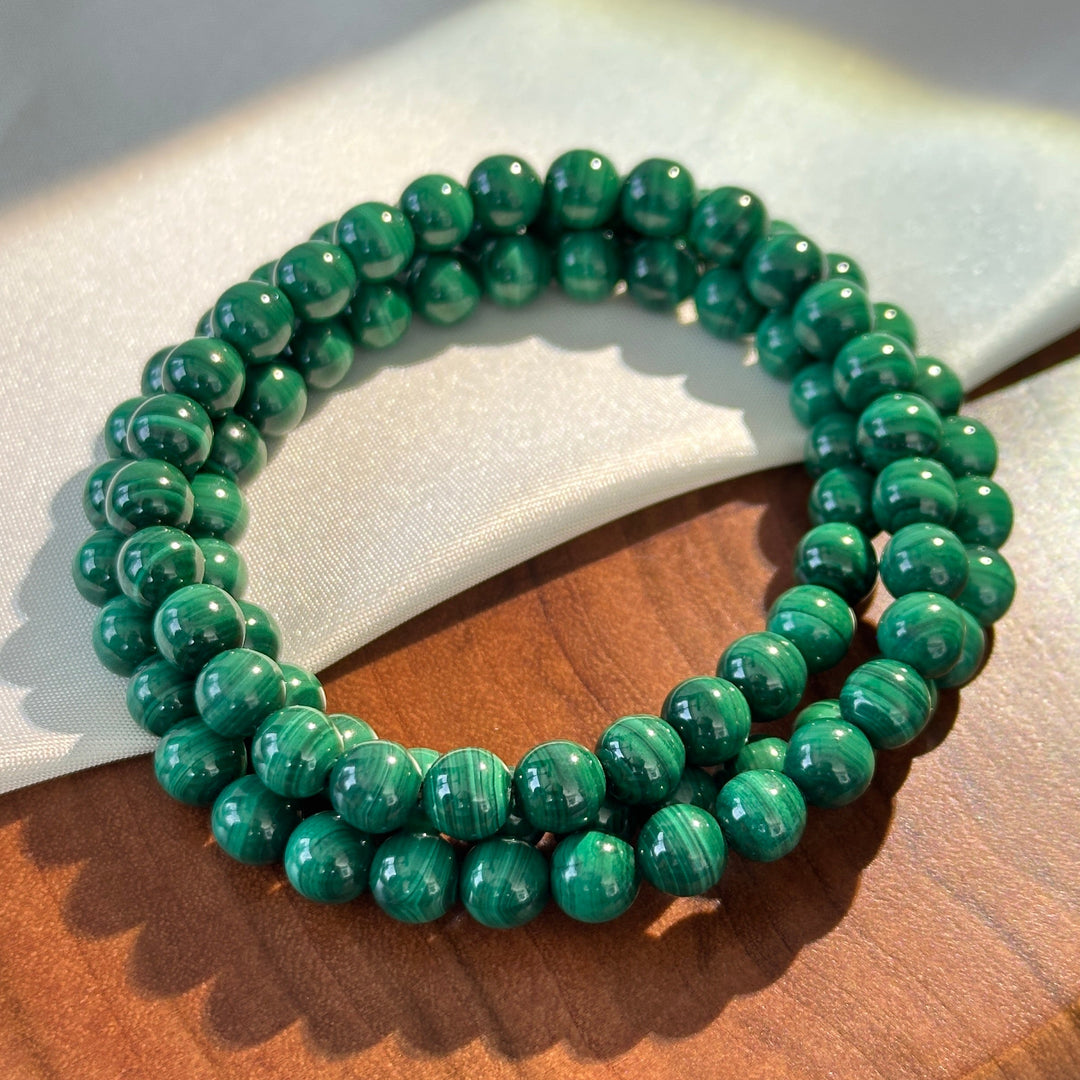 Malachite Triple Wrap Bracelet 6.3-6.6cm