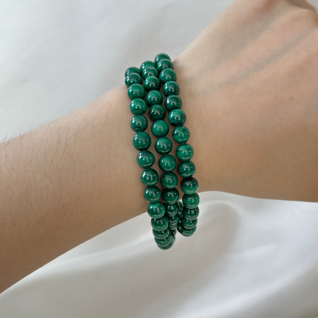 Malachite Triple Wrap Bracelet 6.3-6.6cm