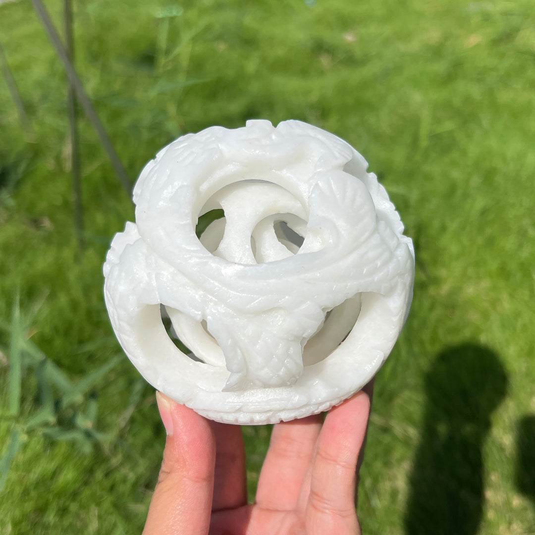 White Jade Linglong Sphere