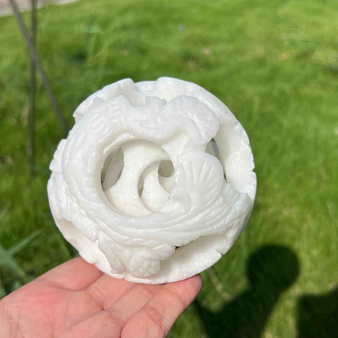 White Jade Linglong Sphere