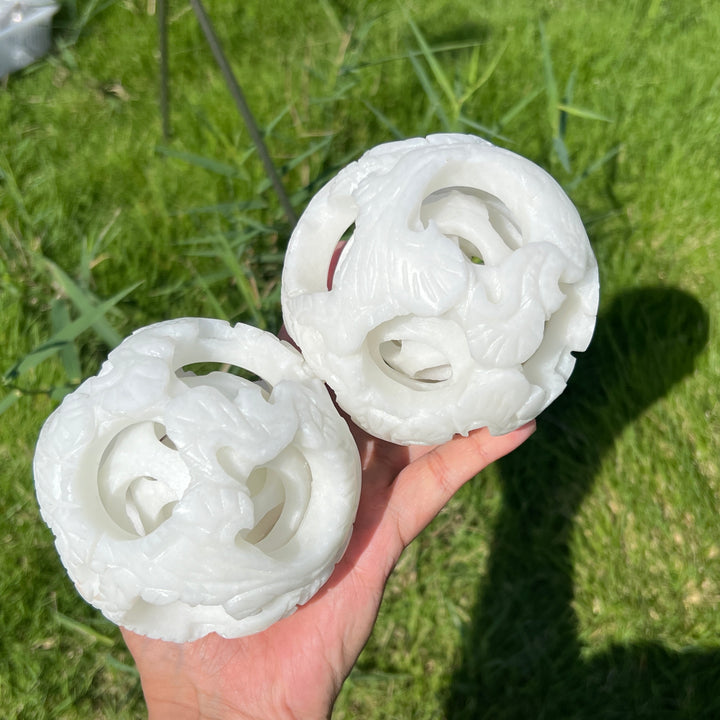 White Jade Linglong Sphere