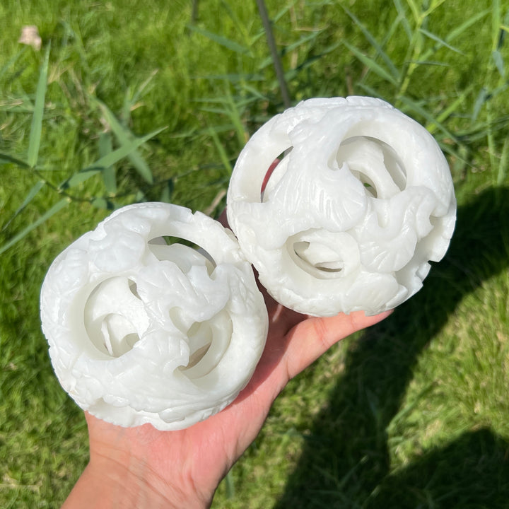 White Jade Linglong Sphere