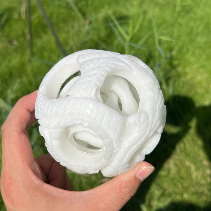 White Jade Linglong Sphere