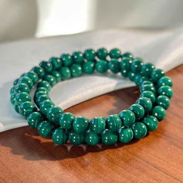 Malachite Triple Wrap Bracelet 6.3-6.6cm
