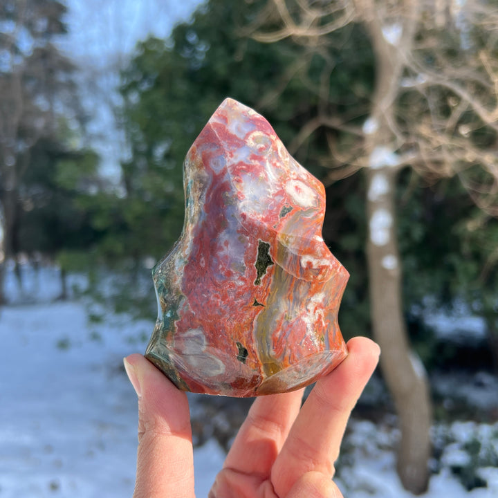 Unique,Natural Crystal Ocean Jasper Flame