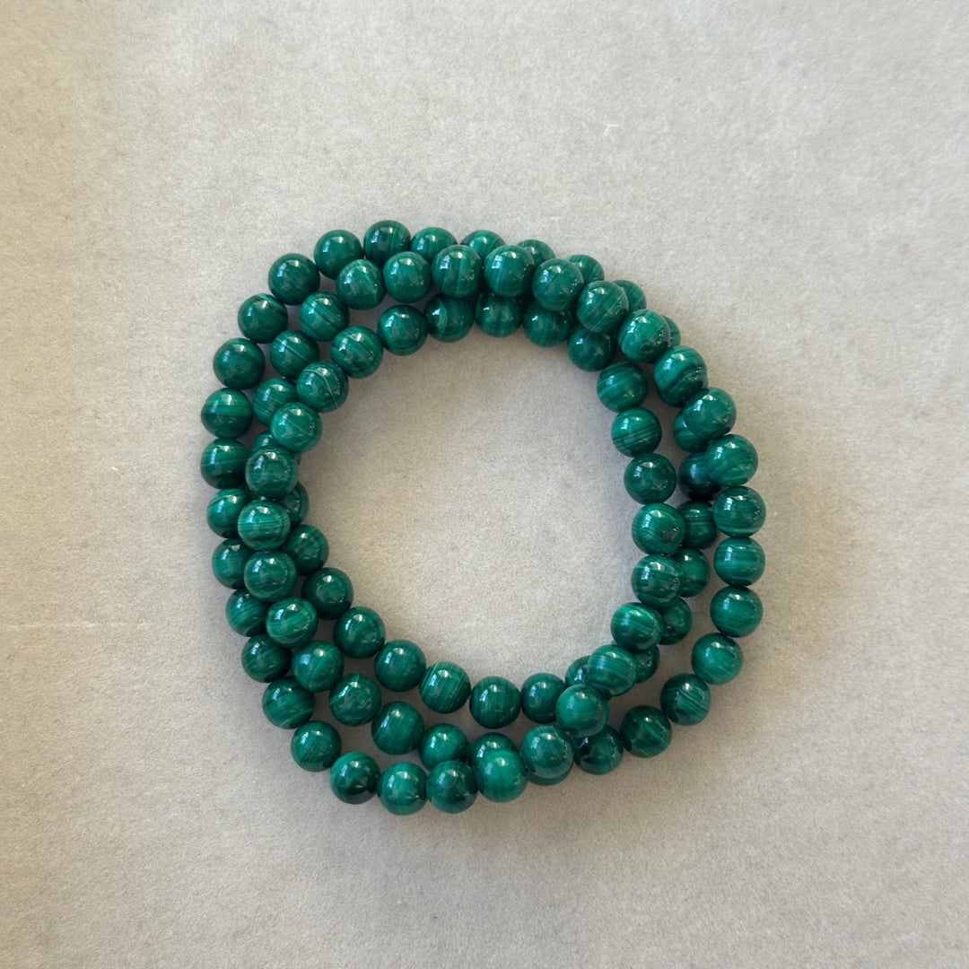Malachite Triple Wrap Bracelet 6.3-6.6cm