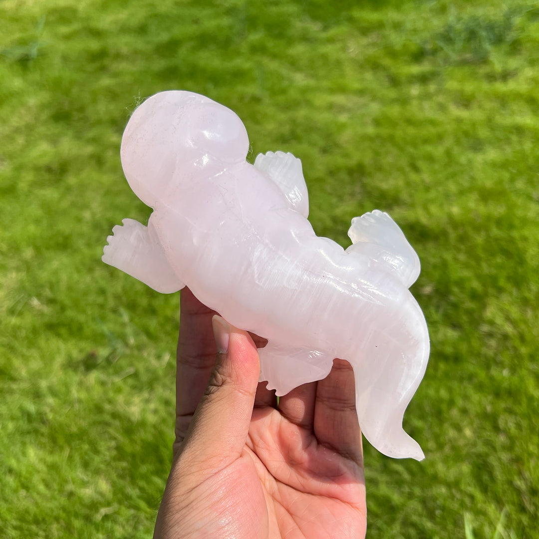 Natural Pink Calcite Axolotl
