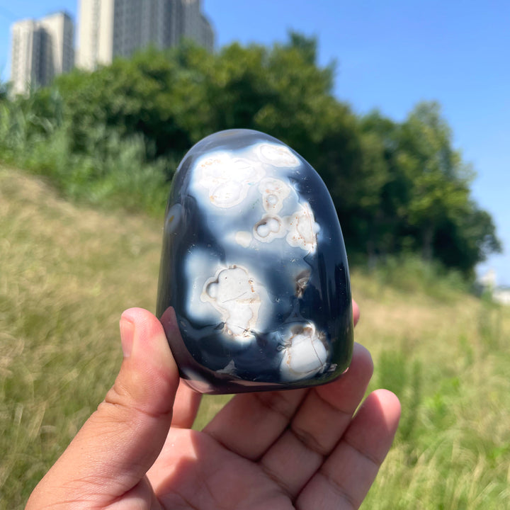 Unique,Natural Crystal Orca Agate Ornament