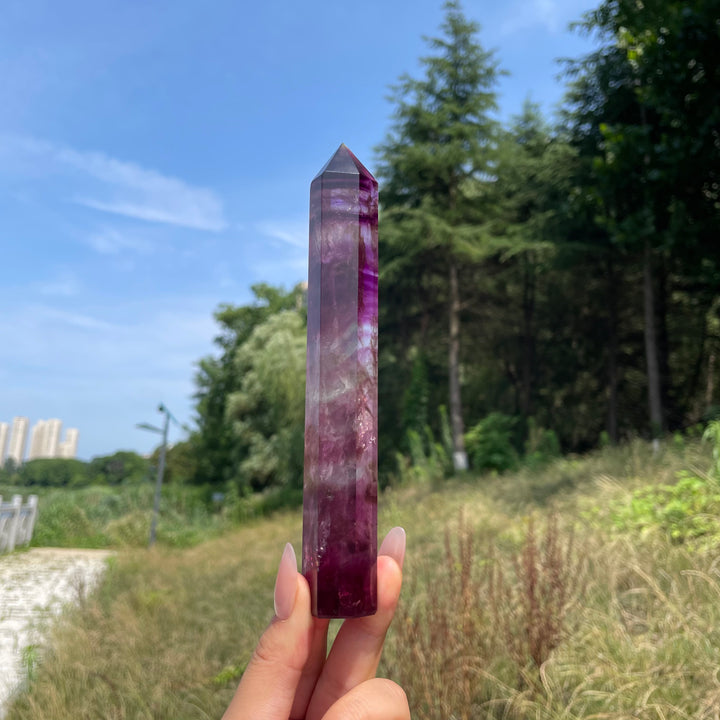 Natural Crystal Purple Fluorite Point