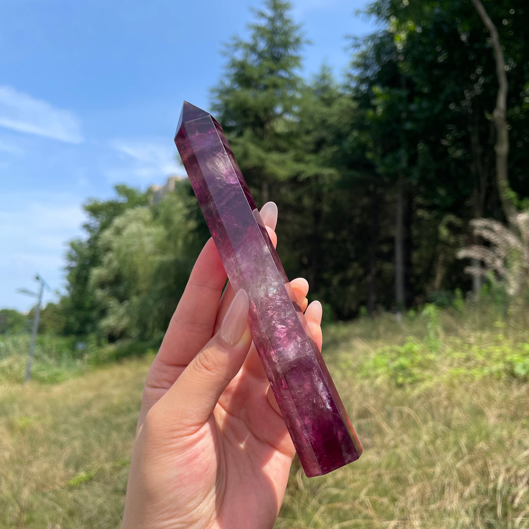 Natural Crystal Purple Fluorite Point