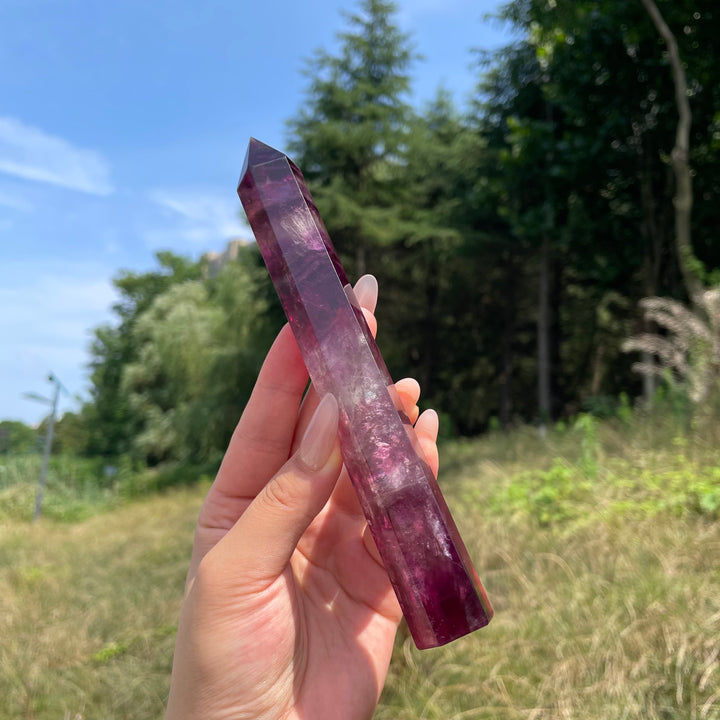 Natural Crystal Purple Fluorite Point