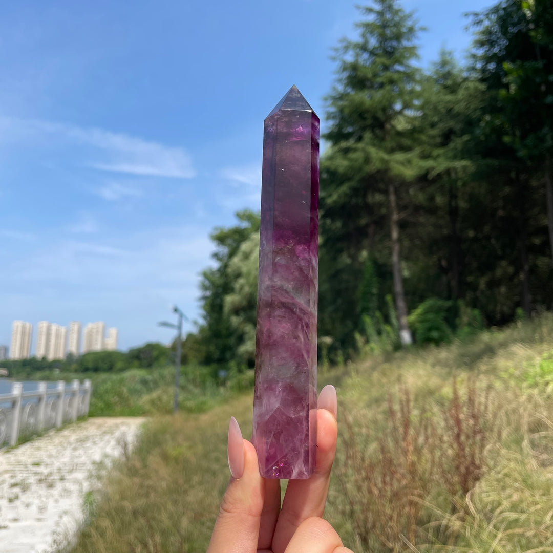 Natural Crystal Purple Fluorite Point