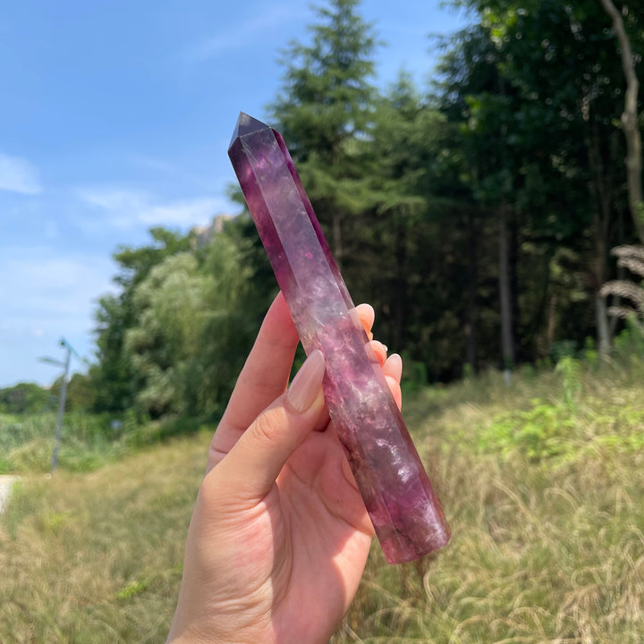 Natural Crystal Purple Fluorite Point