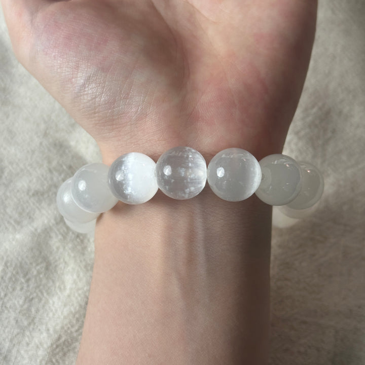 Selenite Bead Bracelet 14.3-14.5mm