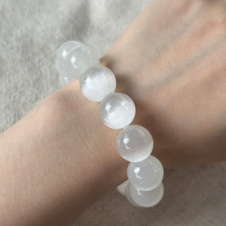 Selenite Bead Bracelet 14.3-14.5mm