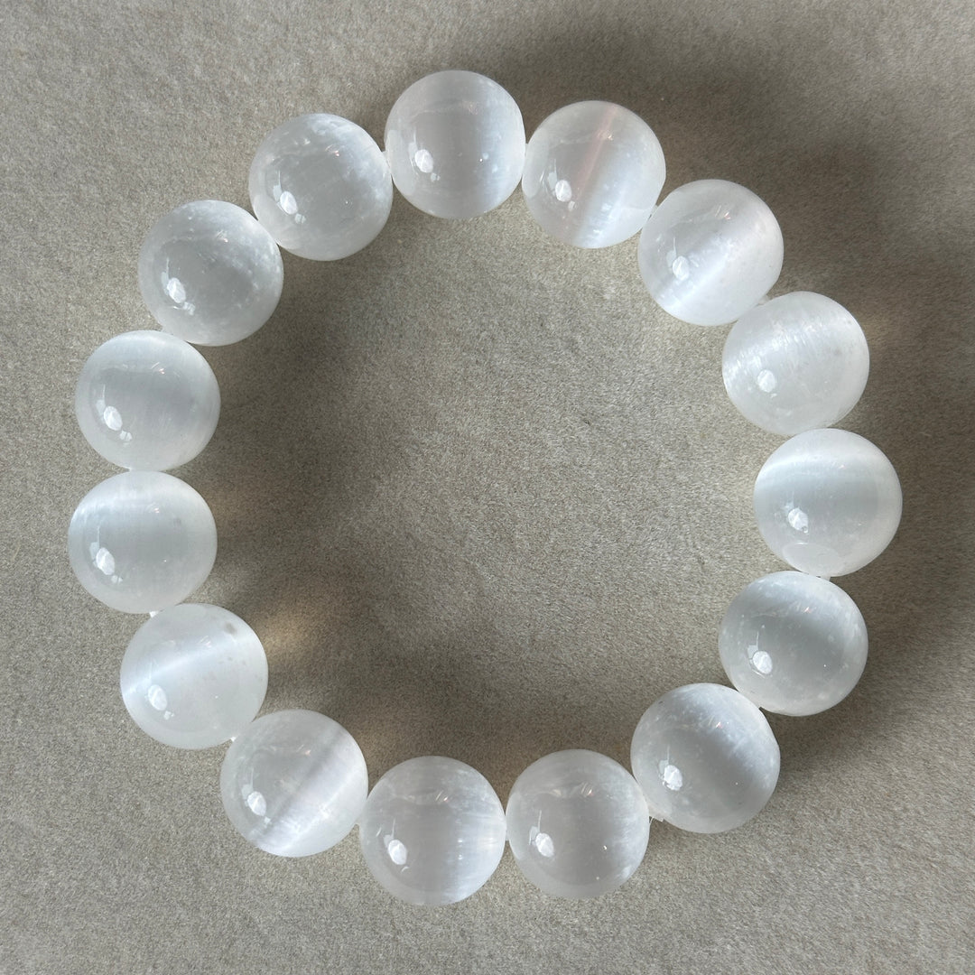 Selenite Bead Bracelet 14.3-14.5mm