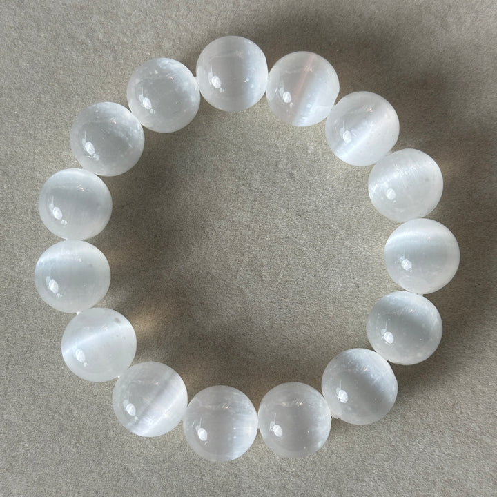 Selenite Bead Bracelet 14.3-14.5mm