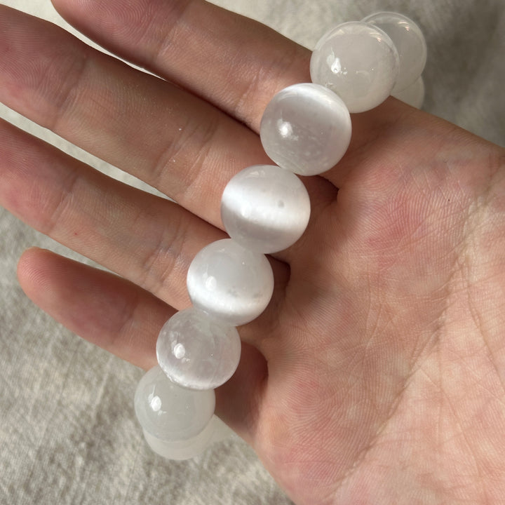 Selenite Bead Bracelet 14.3-14.5mm