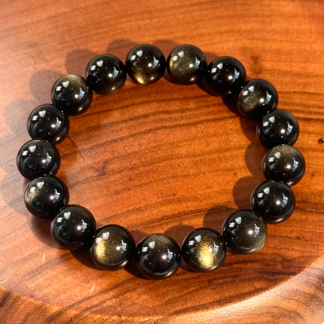 Goldobsidian Katzen-Perlenarmband 11,1–11,6 mm