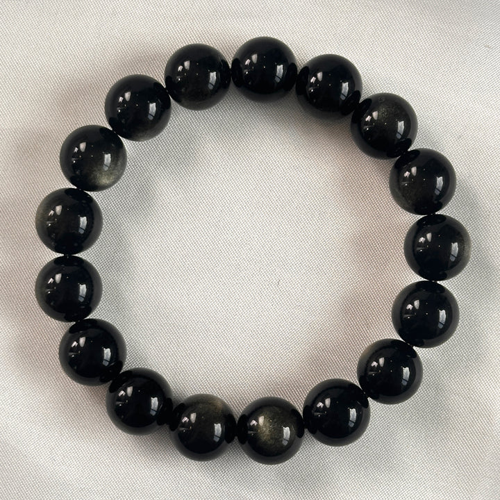 Goldobsidian Katzen-Perlenarmband 11,1–11,6 mm