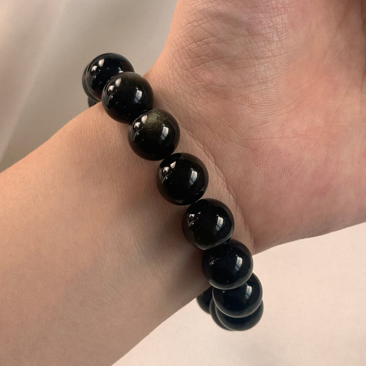 Goldobsidian Katzen-Perlenarmband 11,1–11,6 mm