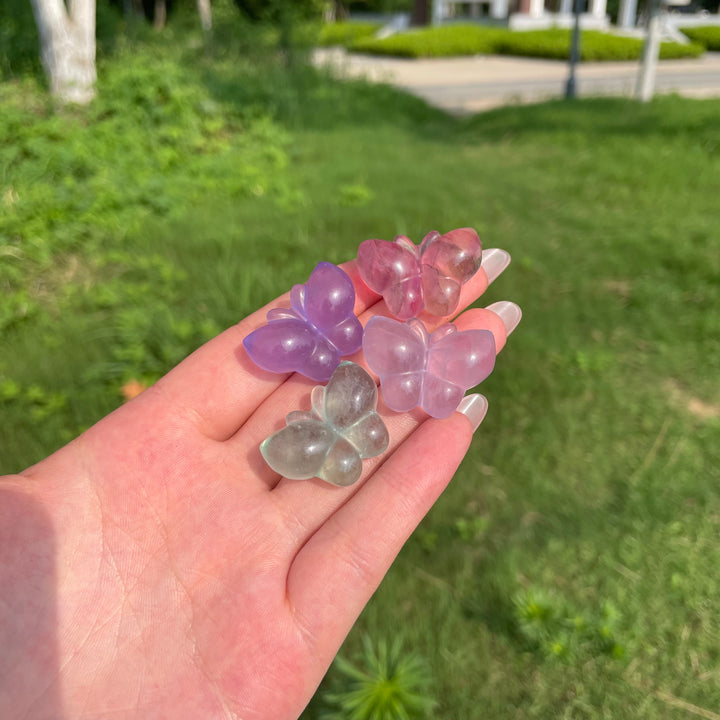 Natural Crystal Fluorite Mini Butterfly Carving