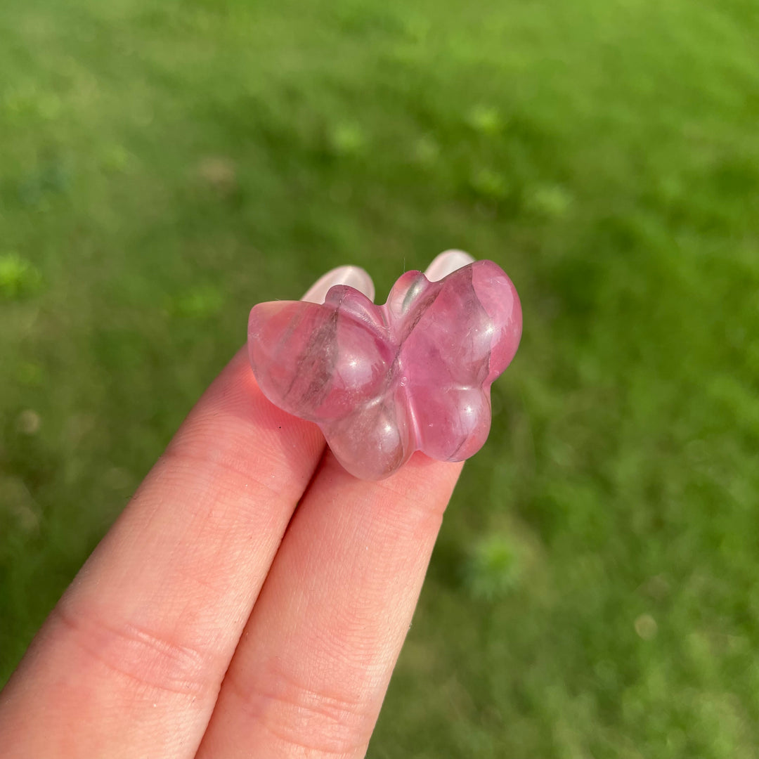 Natural Crystal Fluorite Mini Butterfly Carving