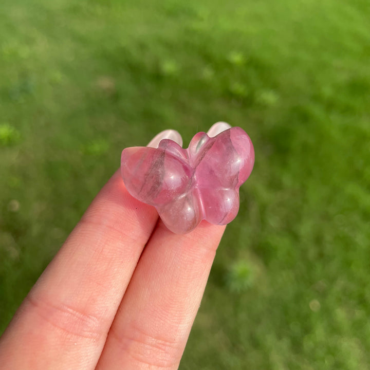 Natural Crystal Fluorite Mini Butterfly Carving