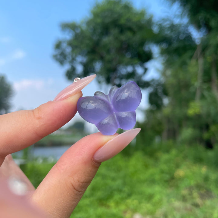 Natural Crystal Fluorite Mini Butterfly Carving