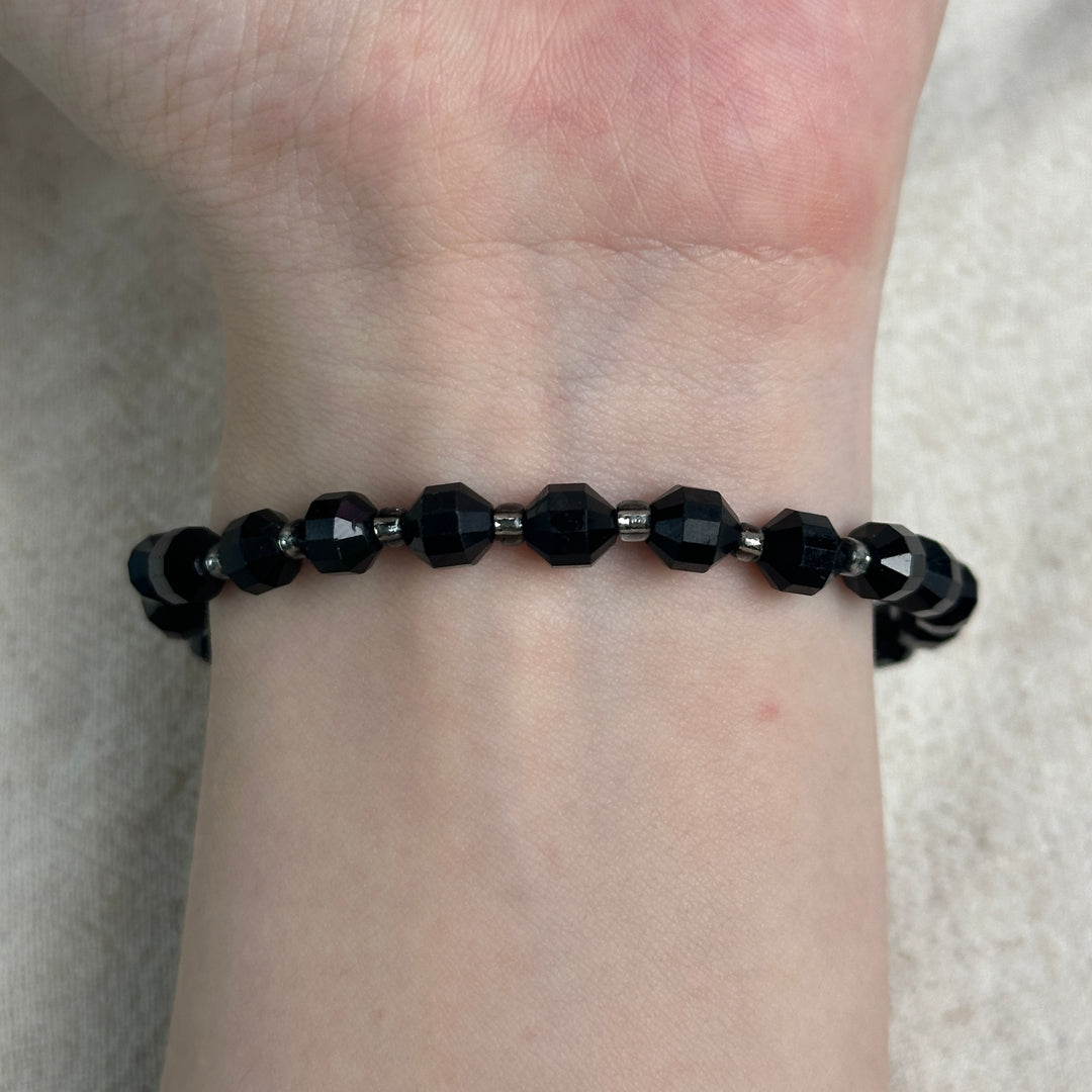 Black Tourmaline Faceted Bracelet 5.6-5.9mm