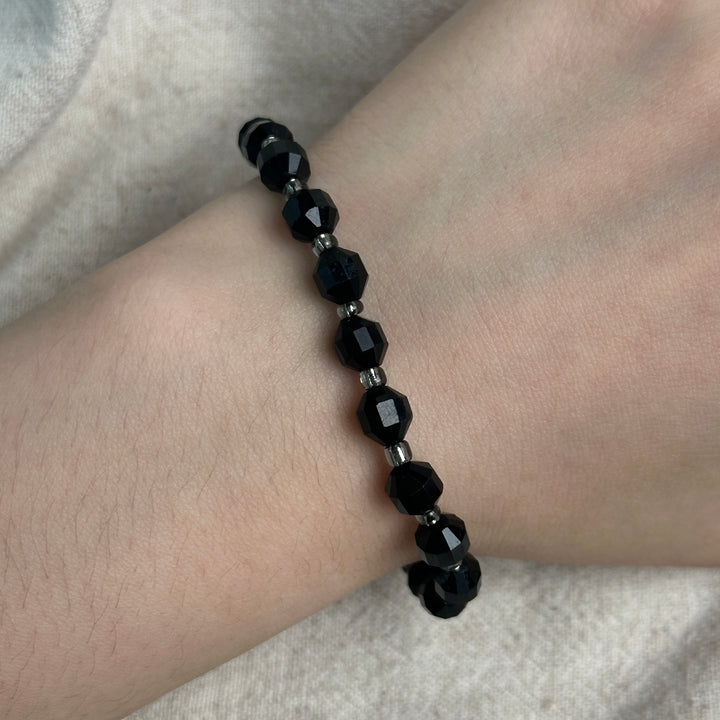 Black Tourmaline Faceted Bracelet 5.6-5.9mm