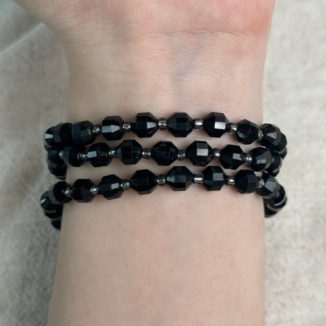 Black Tourmaline Faceted Bracelet 5.6-5.9mm