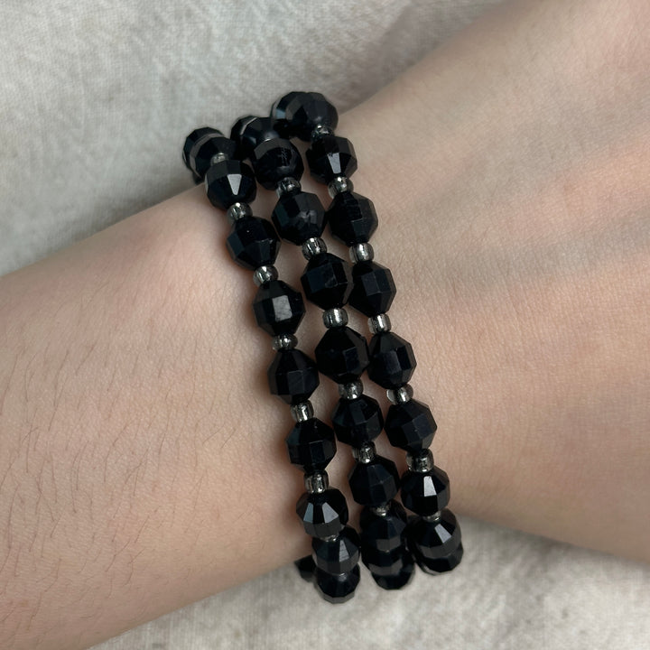 Black Tourmaline Faceted Bracelet 5.6-5.9mm